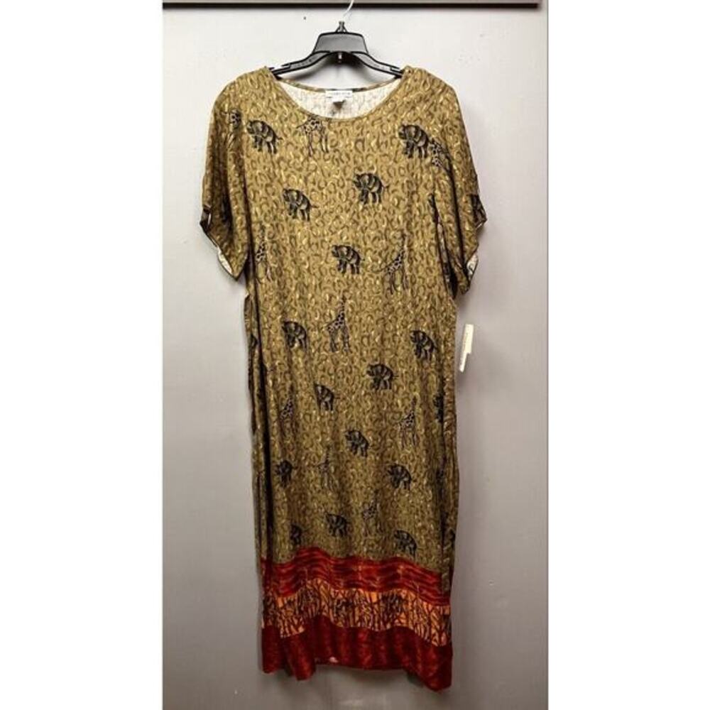 Notations Womens size‎ M/L Petite Animal Print Maxi Dress Elephant Giraffe